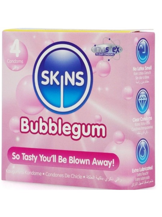 SKINS - PRESERVATIVOS BUBBLEGUM PREMIUM PACOTE 4