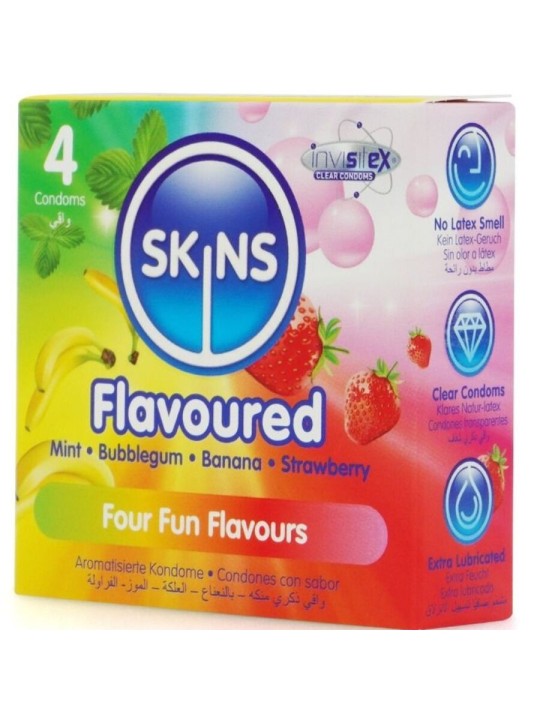 SKINS - MULTI FLAVORS PREMIUM CONDOMS PACK 4