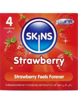 SKINS - PACOTE COM 4 PRESERVATIVOS PREMIUM DE MORANGO