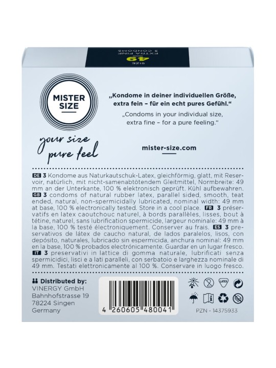 MISTER SIZE - PRÉSERVATIF TAILLE S 49 MM (3 UNITÉS)