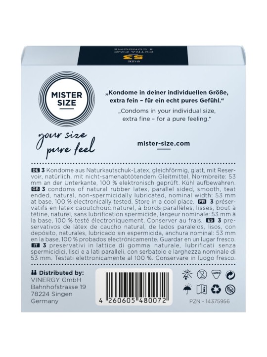 MISTER SIZE - PRÉSERVATIF TAILLE M 53 MM (3 UNITÉS)