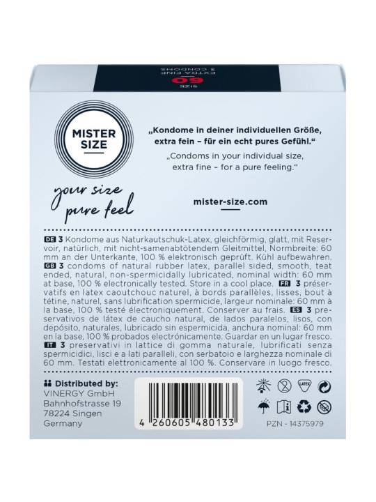 MISTER SIZE - PRÉSERVATIF TAILLE XL 60 MM (3 UNITÉS)