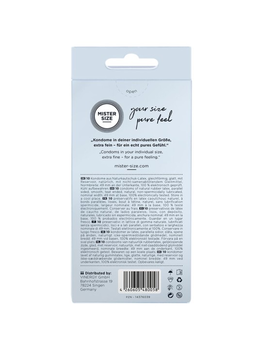 MISTER SIZE - PRESERVATIVOS TALLA S 49 MM (10 UNIDADES)