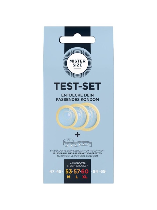 MISTER SIZE - TESTSET MIT 3 KONDOMEN IN VERSCHIEDENEN GRÖSSEN + MASSBA