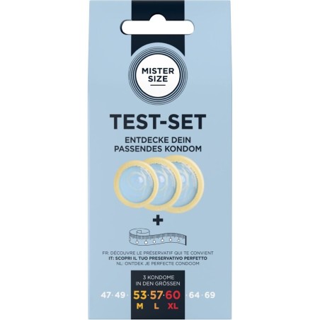 MISTER SIZE - KIT DE TEST : 3 PRÉSERVATIFS DE TAILLES DIFFÉRENTES + MÉ