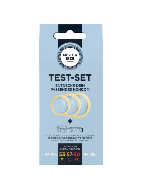 MISTER SIZE - KIT DE TEST : 3 PRÉSERVATIFS DE TAILLES DIFFÉRENTES + MÉ