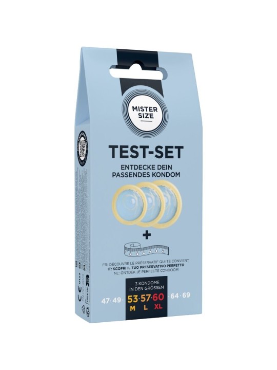 MISTER SIZE - TESTSET MIT 3 KONDOMEN IN VERSCHIEDENEN GRÖSSEN + MASSBA