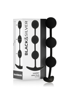 BLACK&SILVER - HARRY ROSARIO ANAL 3 ESFERAS SILICONA 14 CM