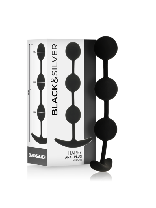 BLACK&SILVER - CHAPELET ANAL HARRY 3 SPHÈRES EN SILICONE 14 CM