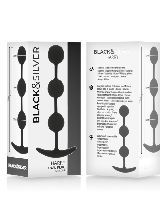 BLACK&SILVER - ROSÁRIO ANAL HARRY 3 ESFERAS DE SILICONE 14 CM