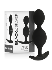 BLACK&SILVER - ORSON SILICONEN PLUG 2 ANALE GOLVEN 9 CM