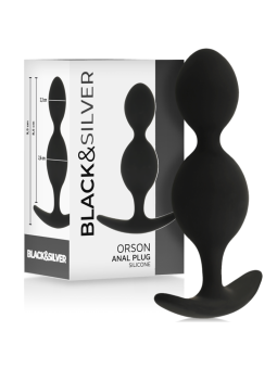 BLACK&SILVER - PLUG ORSON SILICONE 2 ONDES ANAL 9 CM
