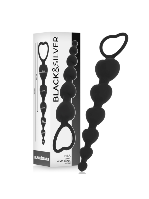 BLACK&SILVER - MILA CADENA ANAL DE CORAZONES 18 CM