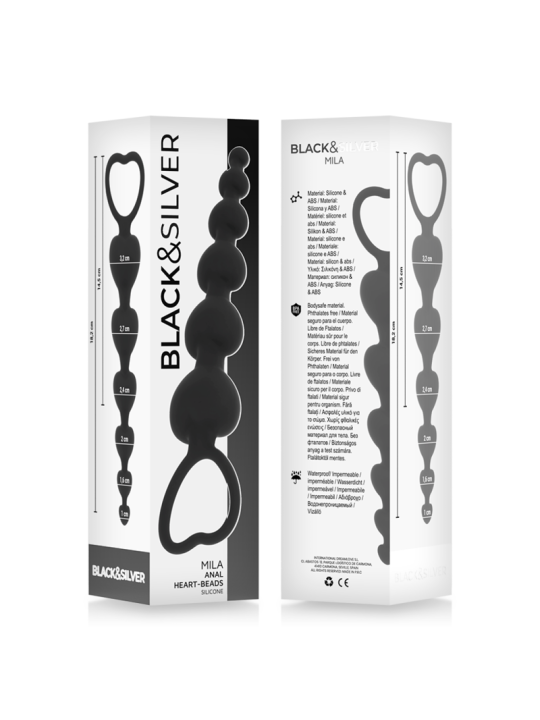 BLACK&SILVER - MILA CADENA ANAL DE CORAZONES 18 CM