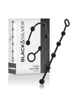 BLACK&SILVER- KORG ROSARIO ANALE INITIATIE SILICONEN 21 CM