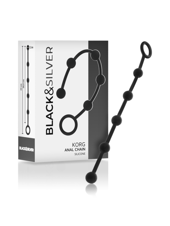 BLACK&SILVER - KORG ANAL ROSARY SILICONE INITIATION 21 CM