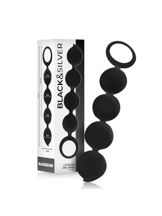BLACK&SILVER - LENNON ANAL ROSENKRANZ 4 SILIKONKUGELN 15 CM