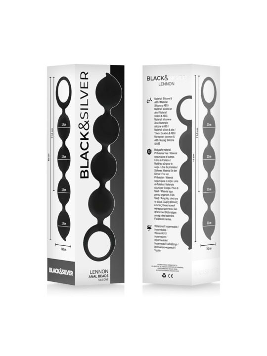 BLACK&SILVER - CHAPELET ANAL LENNON 4 SPHÈRES SILICONE 15 CM
