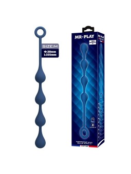 MR PLAY - PERLE ANALI IN SILICONE BLU TAGLIA M 33 CM