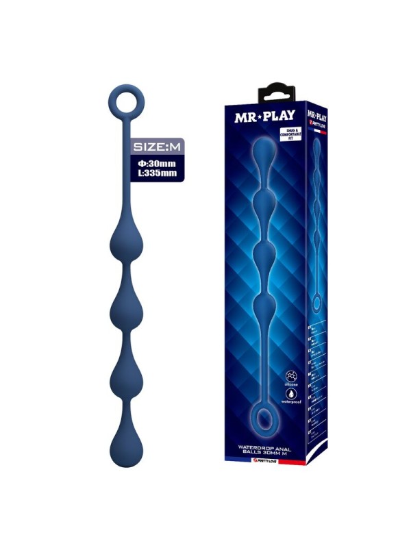 MR PLAY - BOLAS ANALES SILICONA AZUL TALLA M 33 CM