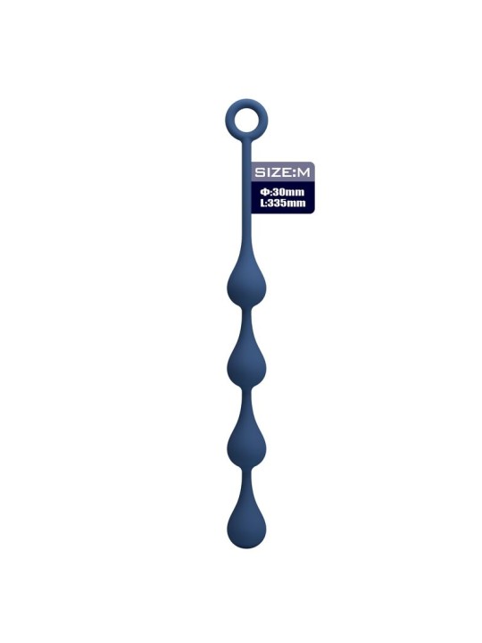 MR PLAY - PERLES ANALES EN SILICONE BLEU, TAILLE M (33 CM)