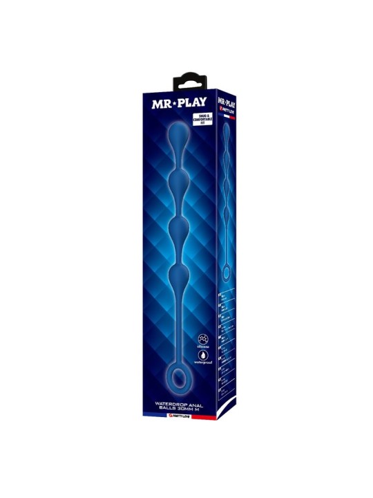 MR PLAY - BOLINHAS ANAL DE SILICONE AZUIS TAMANHO M 33 CM