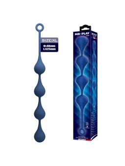 MR PLAY - BLAUWE SILICONEN ANALE KRALEN MAAT XL 52,5 CM