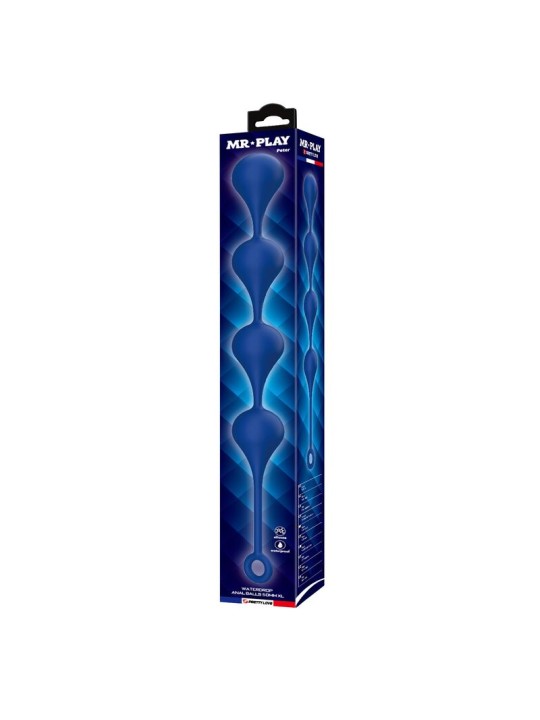 MR PLAY - PERLES ANALES EN SILICONE BLEU, TAILLE XL (52,5 CM)