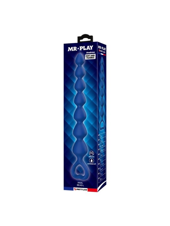 MR PLAY - PERLES ANALES EN SILICONE BLEU ET PLUG ANAL 26,7 CM