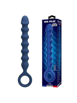 MR PLAY - BLAUWE SILICONEN ANALE KRALEN &amp ANALE PLUG - Ø - 3,4 CM -