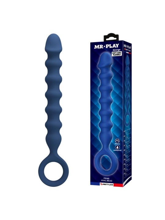 MR PLAY - BLAUWE SILICONEN ANALE KRALEN &amp ANALE PLUG - Ø - 3,4 CM -