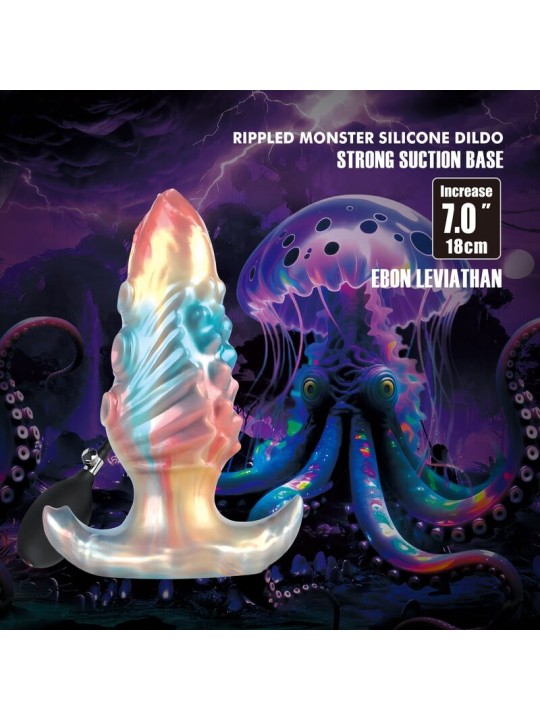 POWER MONSTERS - PLUG ANAL GONFLABLE TRICOLOR EBON LEVIATHAN 18 CM