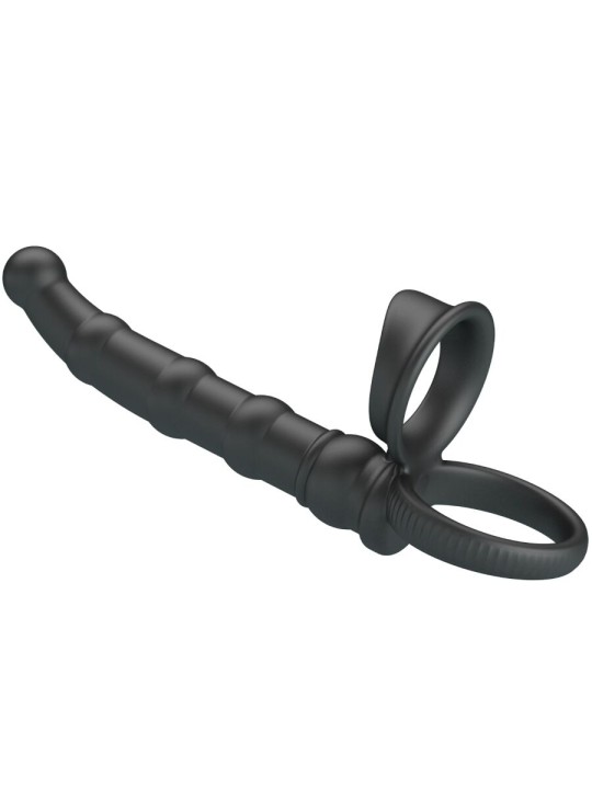 PRETTY LOVE - TATUM VIBRERENDE PENISRING MET PLUG 10 VIBRATIES ZWART