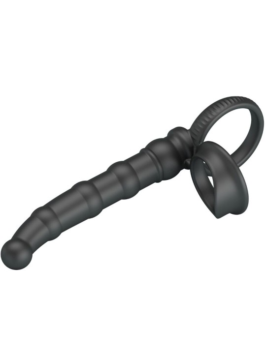 PRETTY LOVE - TATUM VIBRERENDE PENISRING MET PLUG 10 VIBRATIES ZWART