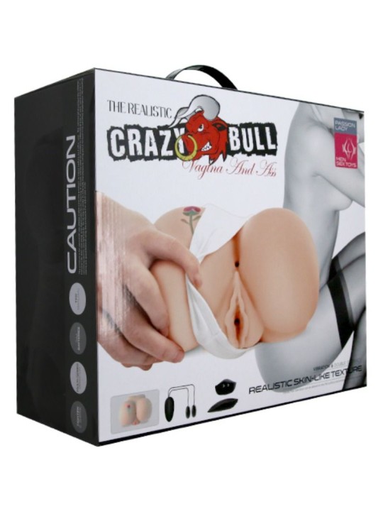 CRAZY BULL - REALISTISCHE GETATOEËERDE VAGINA EN ANUS MET VIBRATIE