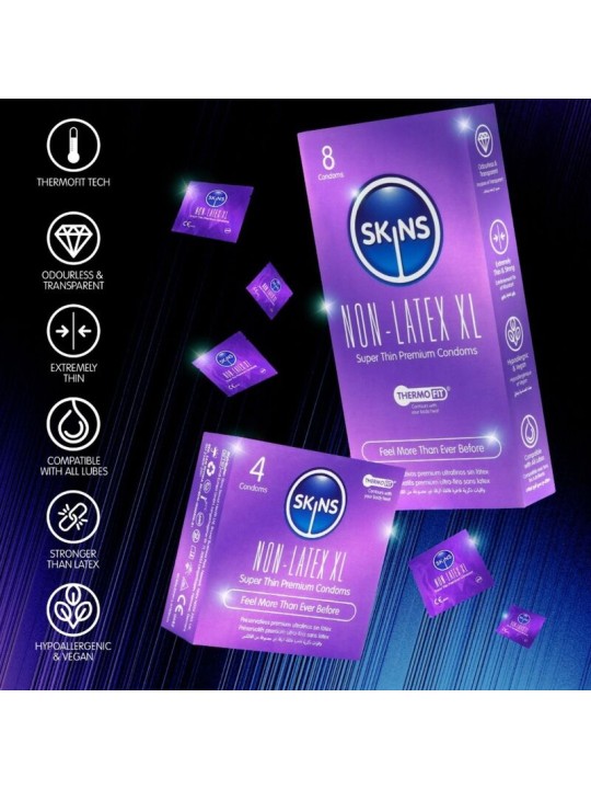 SKINS - PRÉSERVATIFS SANS LATEX, PAQUET DE 4, FORMAT XL