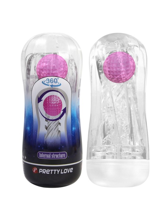 PRETTY LOVE - MASTURBADOR CUP 360º TEXTURIZADO TRANSPARENTE