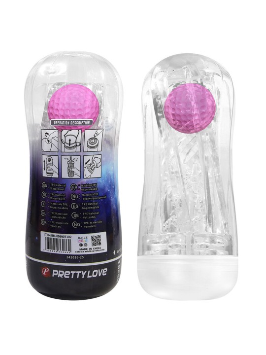PRETTY LOVE - COPO DE MASTURBAÇÃO TEXTURIZADO 360º TRANSPARENTE