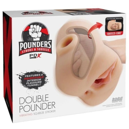 PDX PLUS - DUBBELPOUNDER VIBRERENDE SQUEEZE STROKER LIGHT 20,5 CM