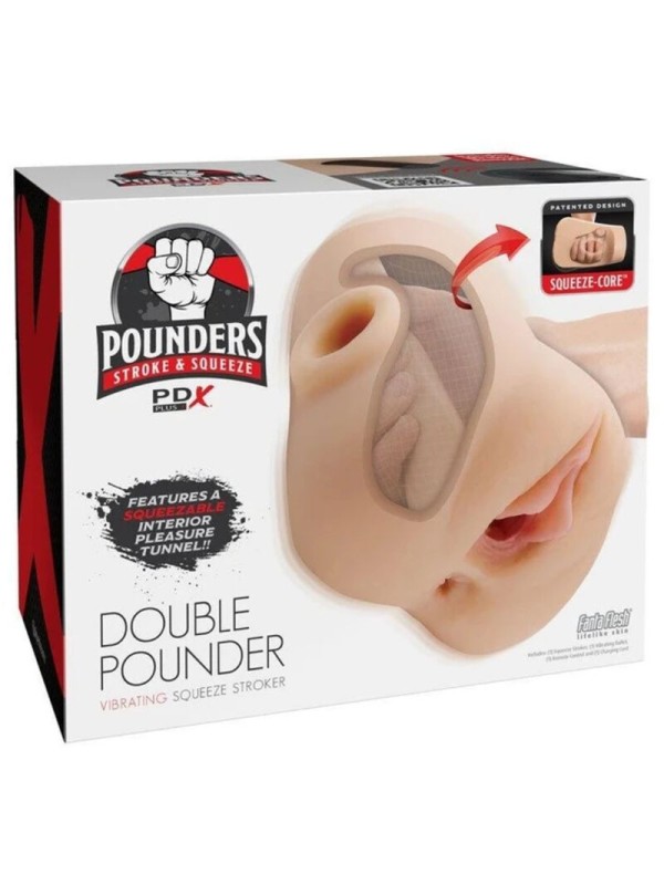 PDX PLUS - DOUBLE POUNDER VIBRATING SQUEEZE STROKER LIGHT 20.5 CM