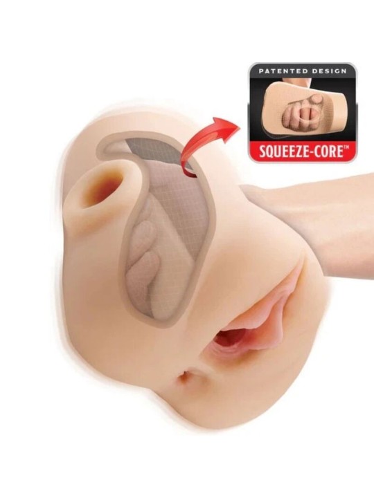 PDX PLUS - DUBBELPOUNDER VIBRERENDE SQUEEZE STROKER LIGHT 20,5 CM