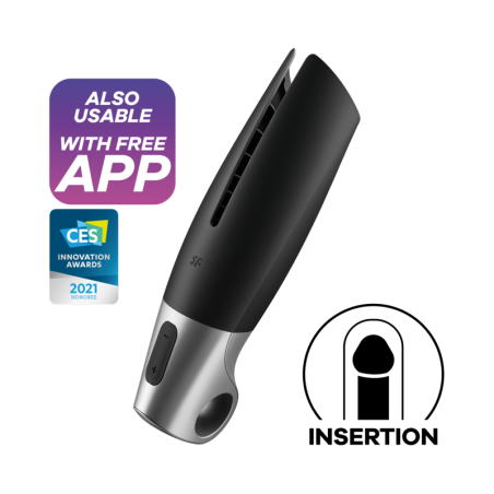 SATISFYER - POWER MASTURBATOR ZWART EN ZILVER