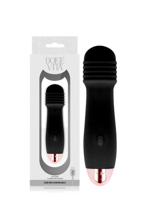 DOLCE VITA - AUFLADBARER VIBRATOR DREI SCHWARZ 7 GESCHWINDIGKEIT