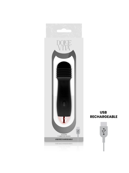 DOLCE VITA - AUFLADBARER VIBRATOR DREI SCHWARZ 7 GESCHWINDIGKEIT