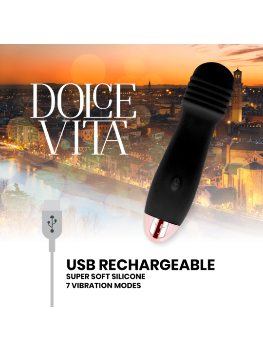 DOLCE VITA - AUFLADBARER VIBRATOR DREI SCHWARZ 7 GESCHWINDIGKEIT