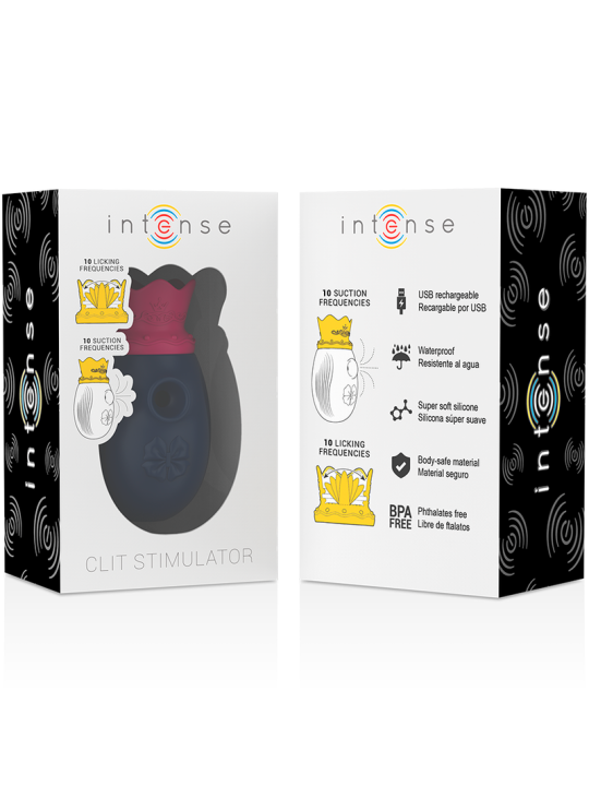 INTENSE - CLITORIS STIMULATOR 10 SUCTION AND LICKING MODES - BLUE