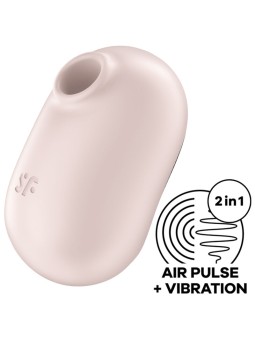 SATISFYER - STIMULATEUR ET VIBRATEUR DOUBLE AIR PULSE PRO TO GO 2 BEIG