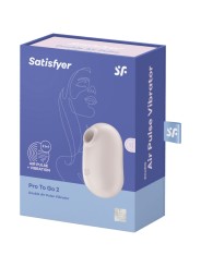 SATISFYER - STIMULATEUR ET VIBRATEUR DOUBLE AIR PULSE PRO TO GO 2 BEIG