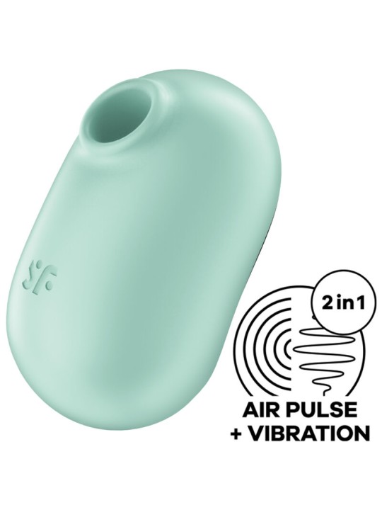 SATISFYER - PRO TO GO 2 DOUBLE AIR PULSE STIMULATOR & VIBRATOR GREEN