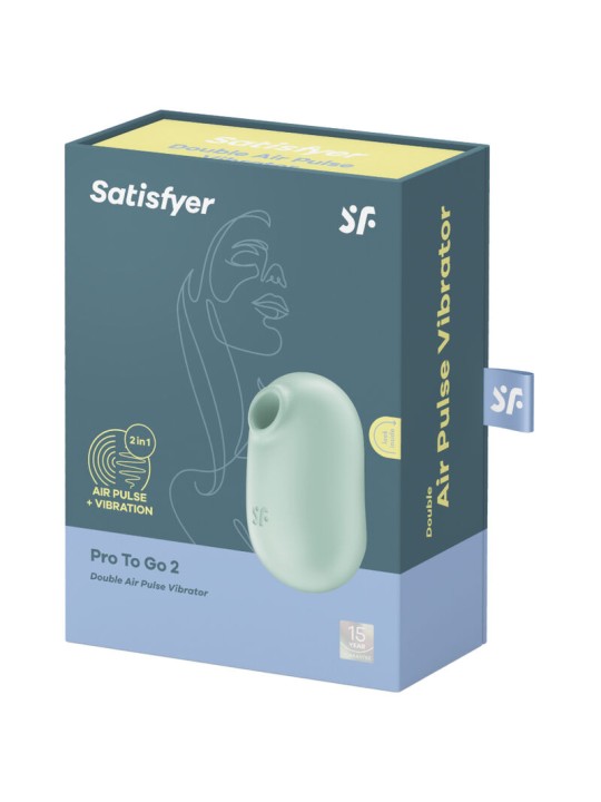 SATISFYER - PRO TO GO 2 DOUBLE AIR PULSE STIMULATOR & VIBRATOR GREEN